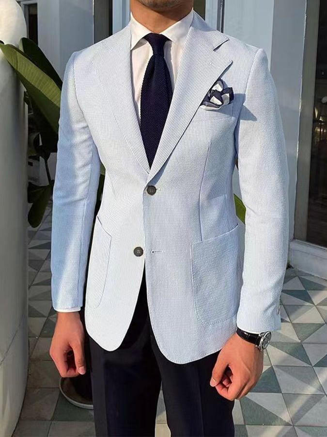Chaqueta retro Single Breasted a rayas Gentleman ejecutivo Suit para hombre