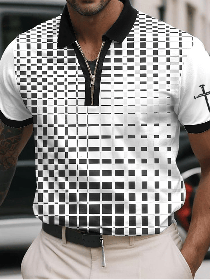 Camisa polo Faith estampado casual con cierre para hombre