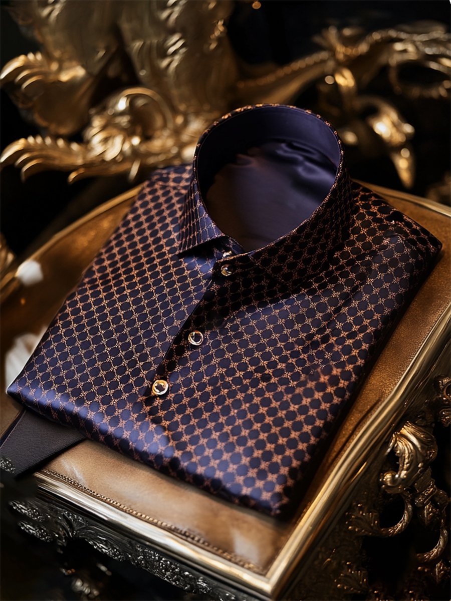 Camisa satén Luxe de manga larga con botones para hombre