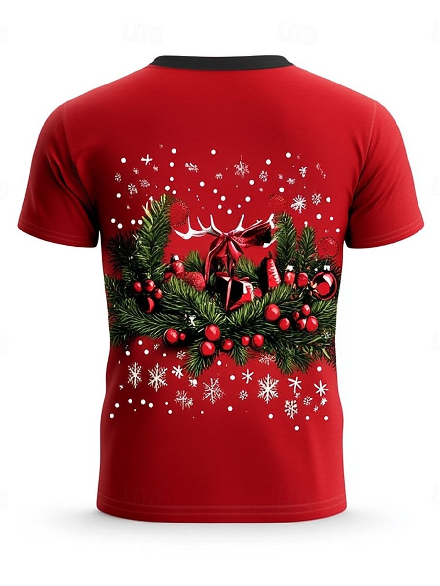 Camiseta Christmas 3D Christmas Tree and Snowflake estampado para hombre