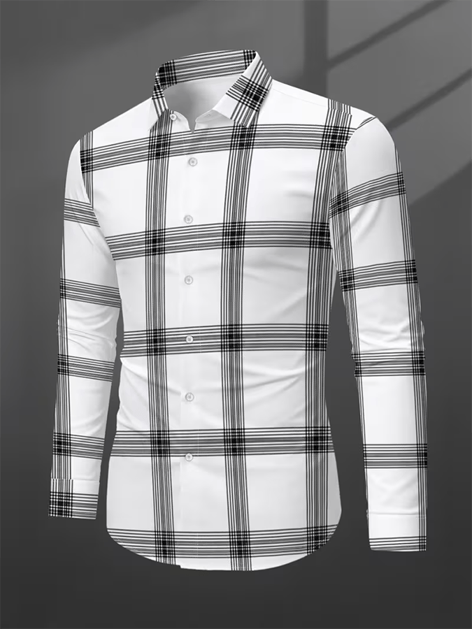 Camisa retro Abstract Art estampado Comfortable ejecutivo Style para hombre