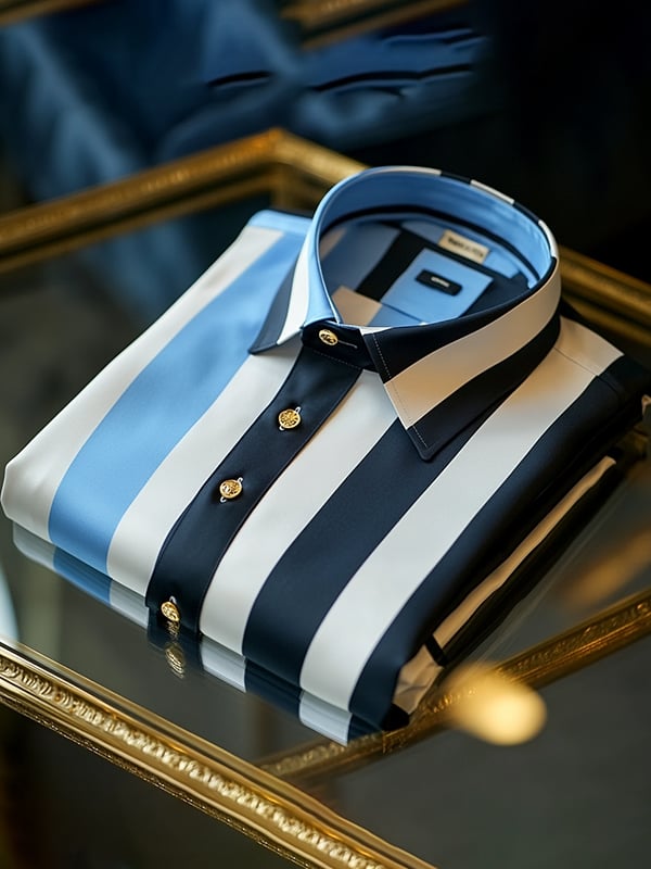 Camisa satén Luxe estampado de manga corta Button para hombre