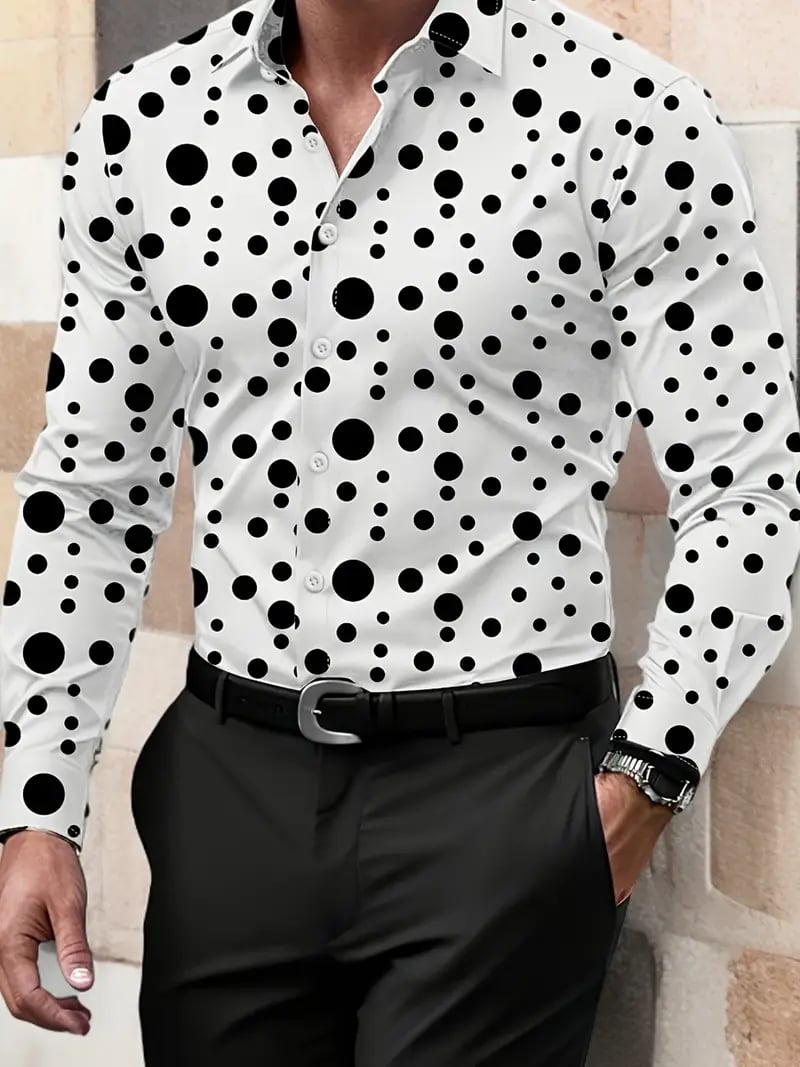 Camisa Street Style ejecutivo casual estampado de manga larga para hombre