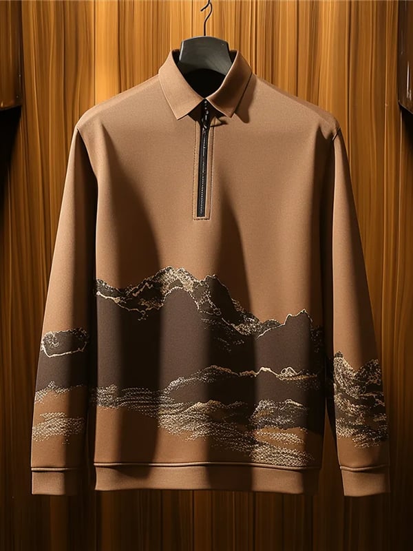 Camisa polo ejecutivo clásico rayas estampado cierre para hombre