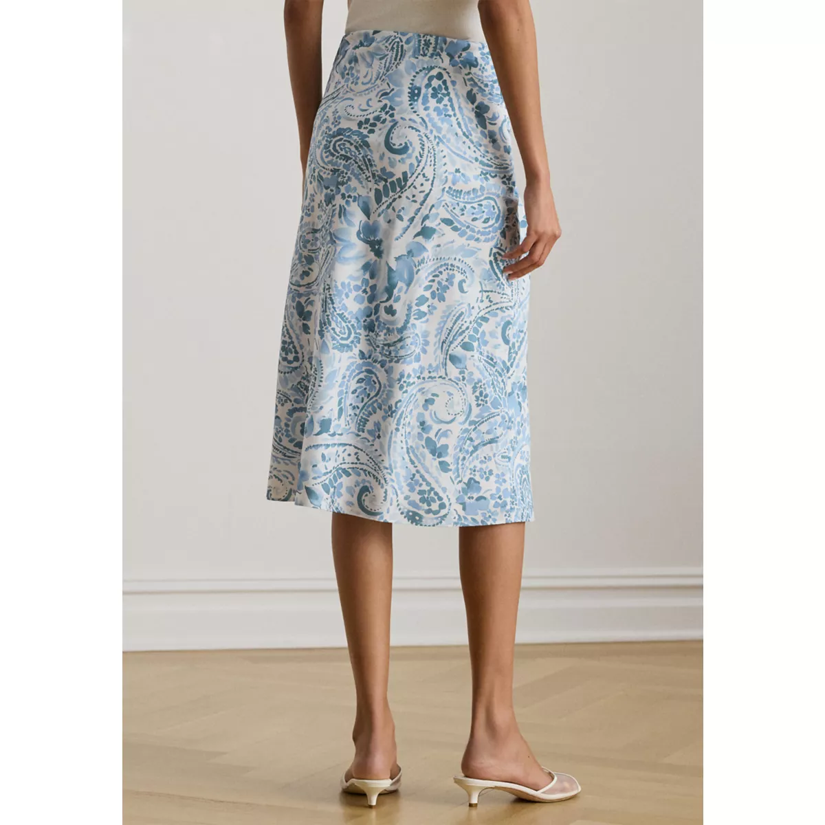 Paisley Crepe Midi Skirt - 2