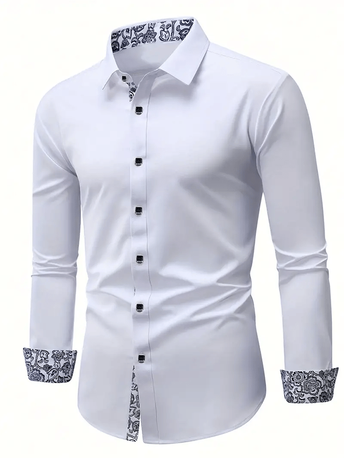 Camisa geométrico ejecutivo casual para hombre