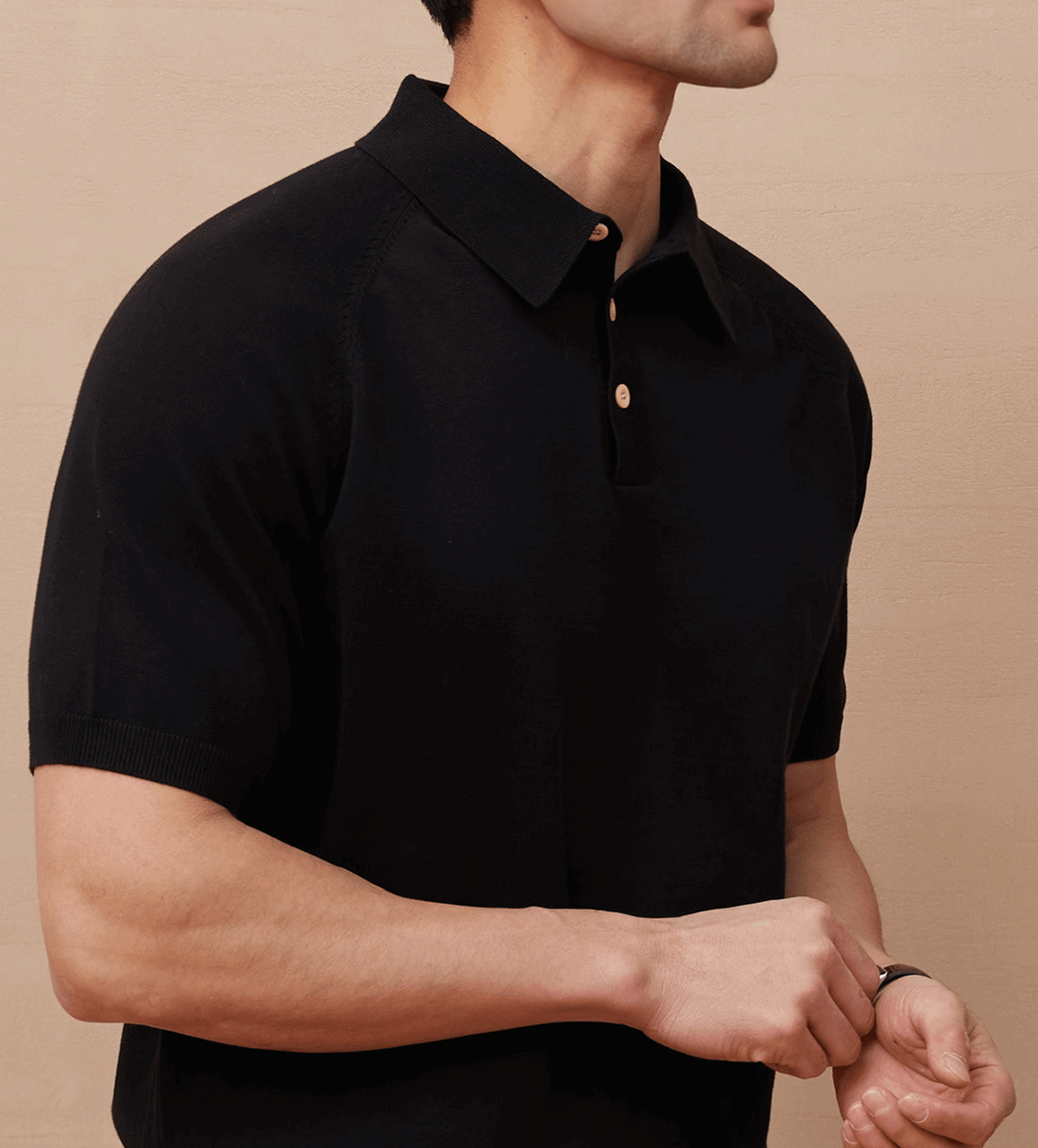 Gentletejido de manga corta tejidoted Polo