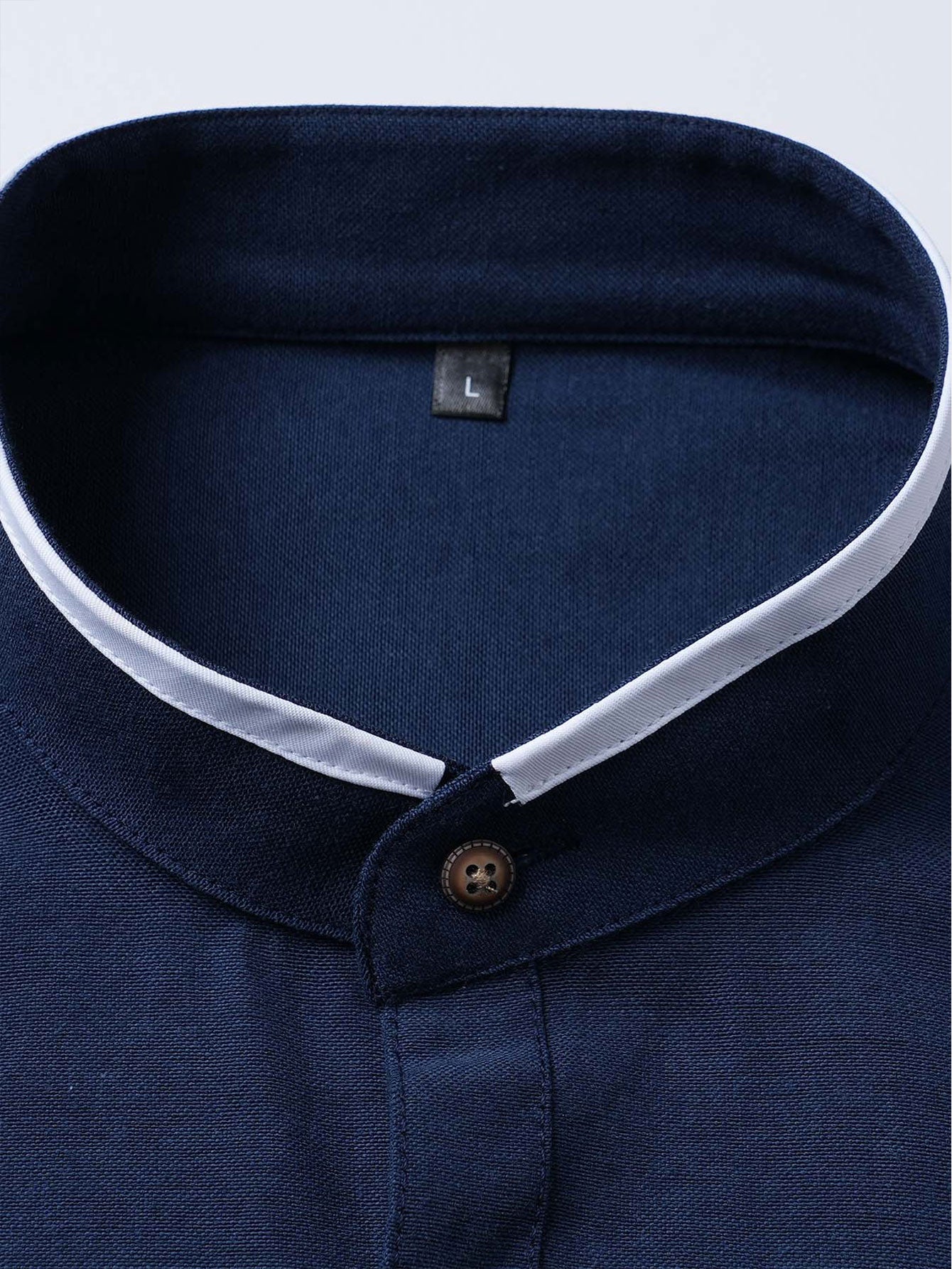 Camisa de manga larga Contrast Stand Collar