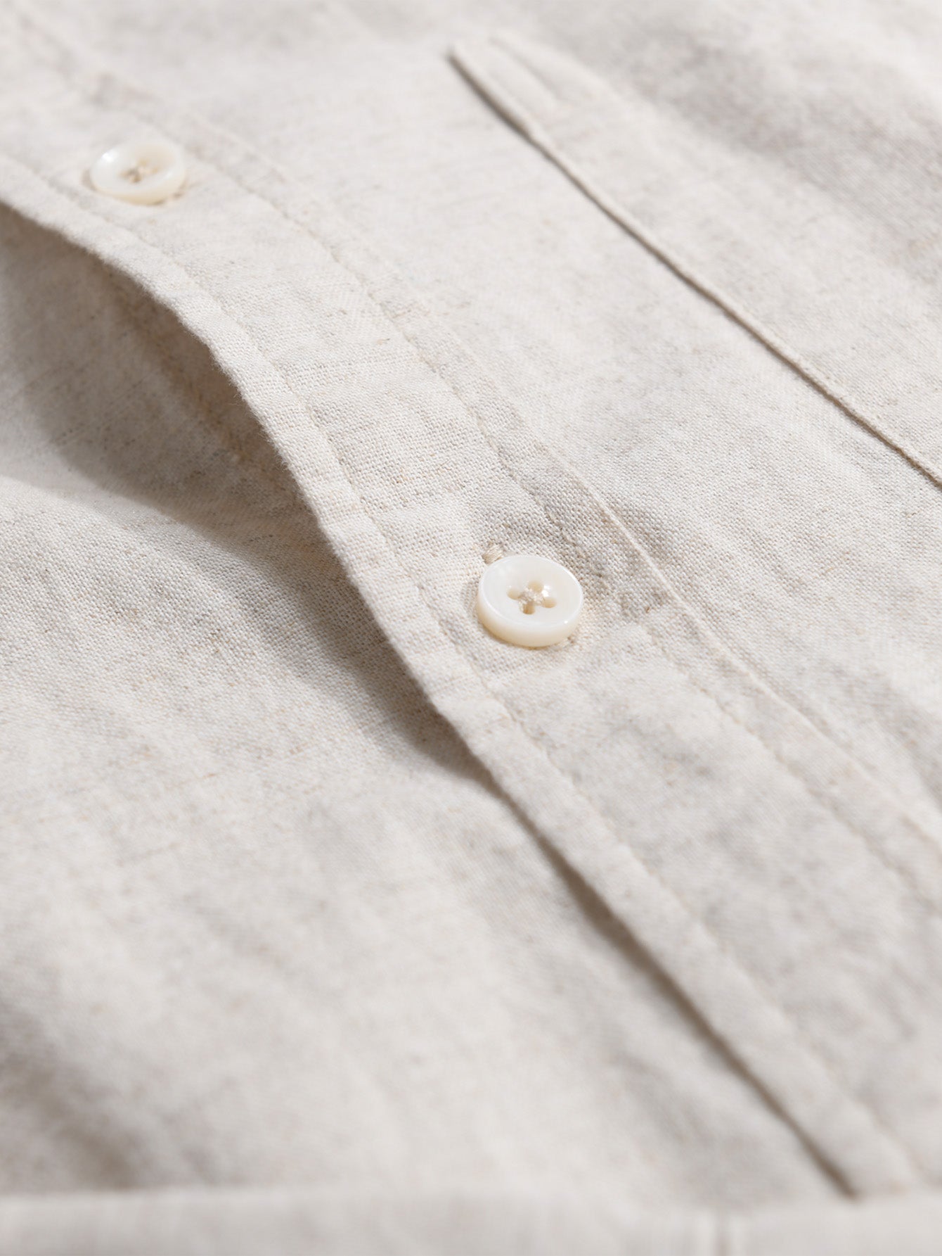 Camisa de manga larga de lino de algodón Stand Collar With Pocket
