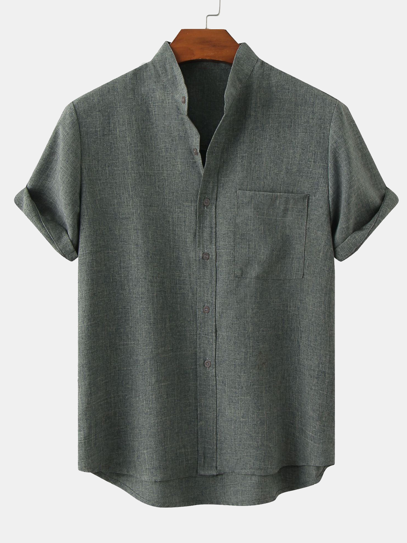 Camisa Man Stand Collar Whit Pocket