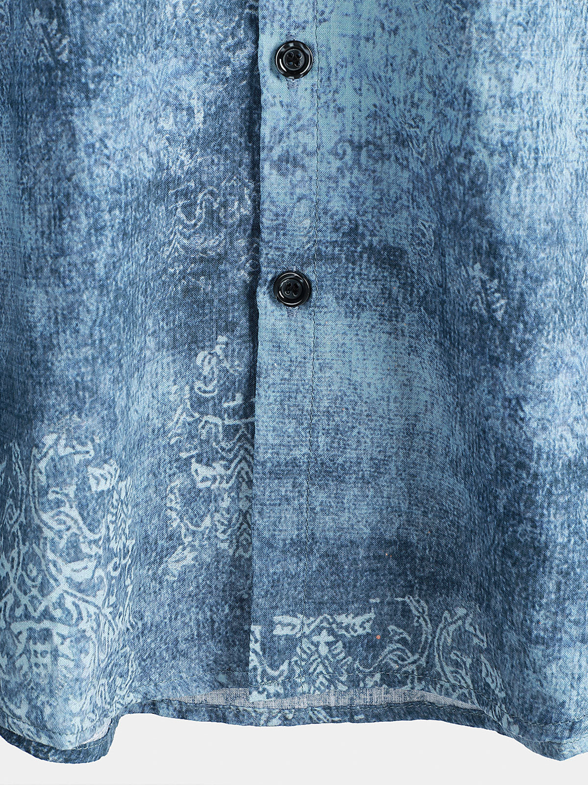 Camisa de algodón vintage Light Blue de manga corta Summer Button Up para hombre