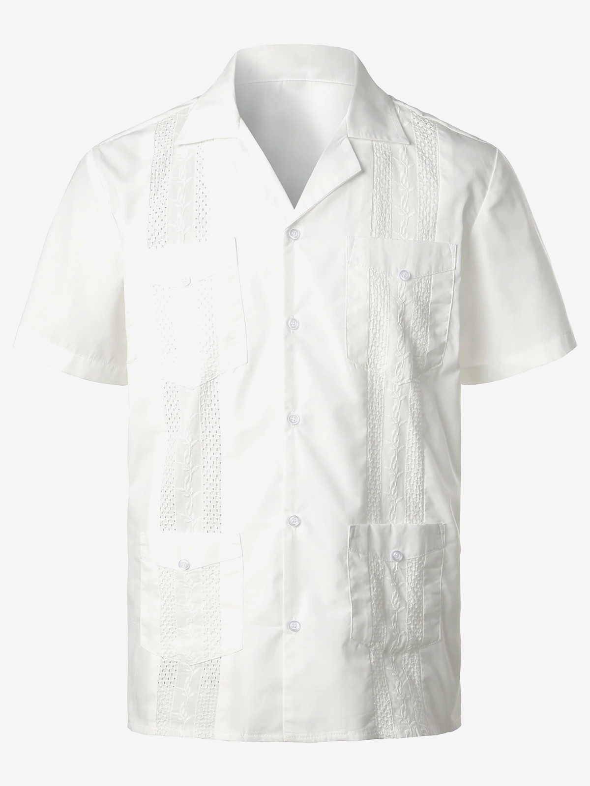 Camisa de color sólido de algodón de manga corta para hombre