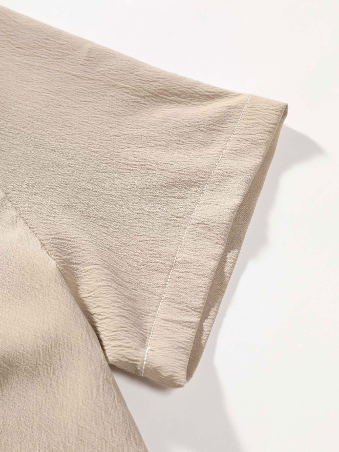 Camisa Crinkled Texture Stand Collar