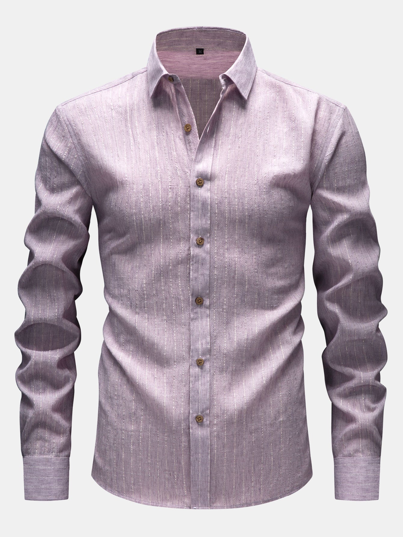 Camisa de manga larga rayas de lino Look Button Up
