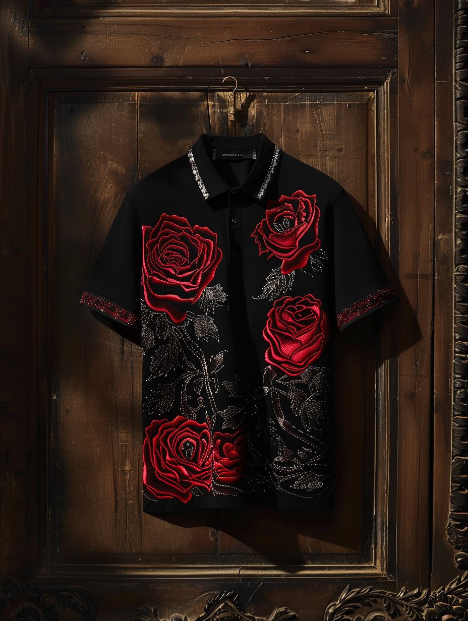 Camisa polo ejecutivo de lujo estampado Button de manga corta para hombre