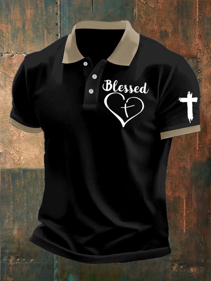 Camisa polo retro Faith casual estampado para hombre