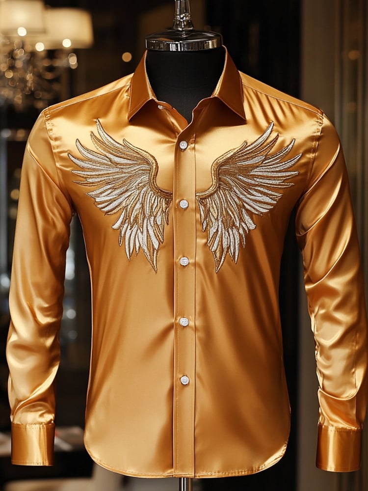 Camisa de lujo Gorgeous Wings de manga larga para hombre