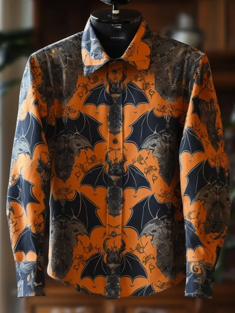 Camisa Gothic Dark Halloween Skull estampado de manga larga para hombre