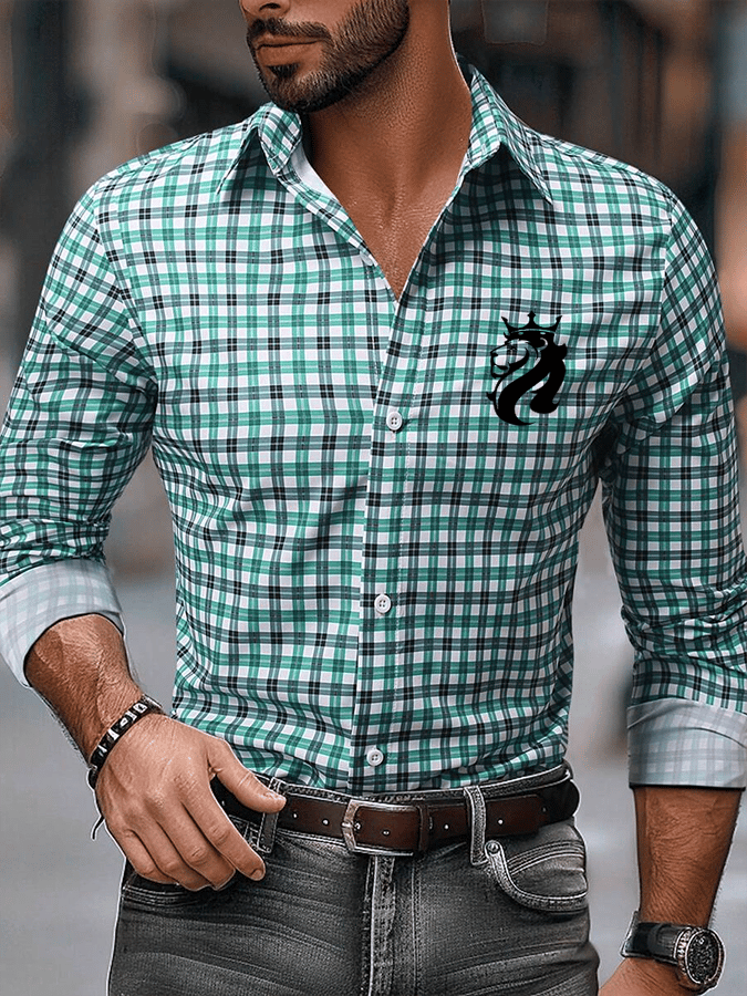 Camisa a cuadros ejecutivo casual para hombre