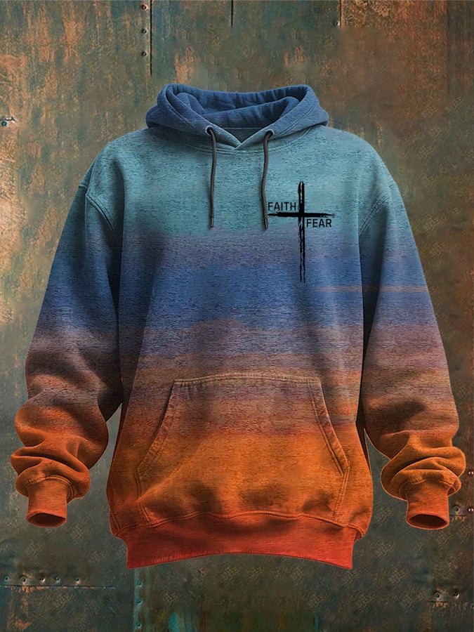 Sudadera vintage Faith Cross Design estampado Hooded -Fast Shipping para hombre