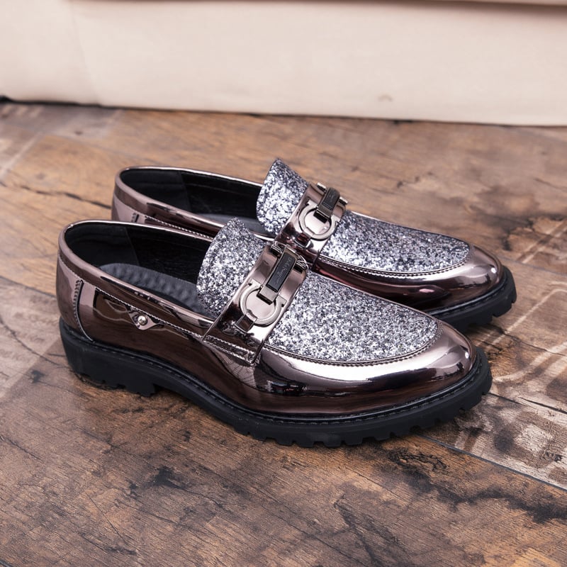 Zapatos British de moda Matching Sequin ejecutivo Dress cuero