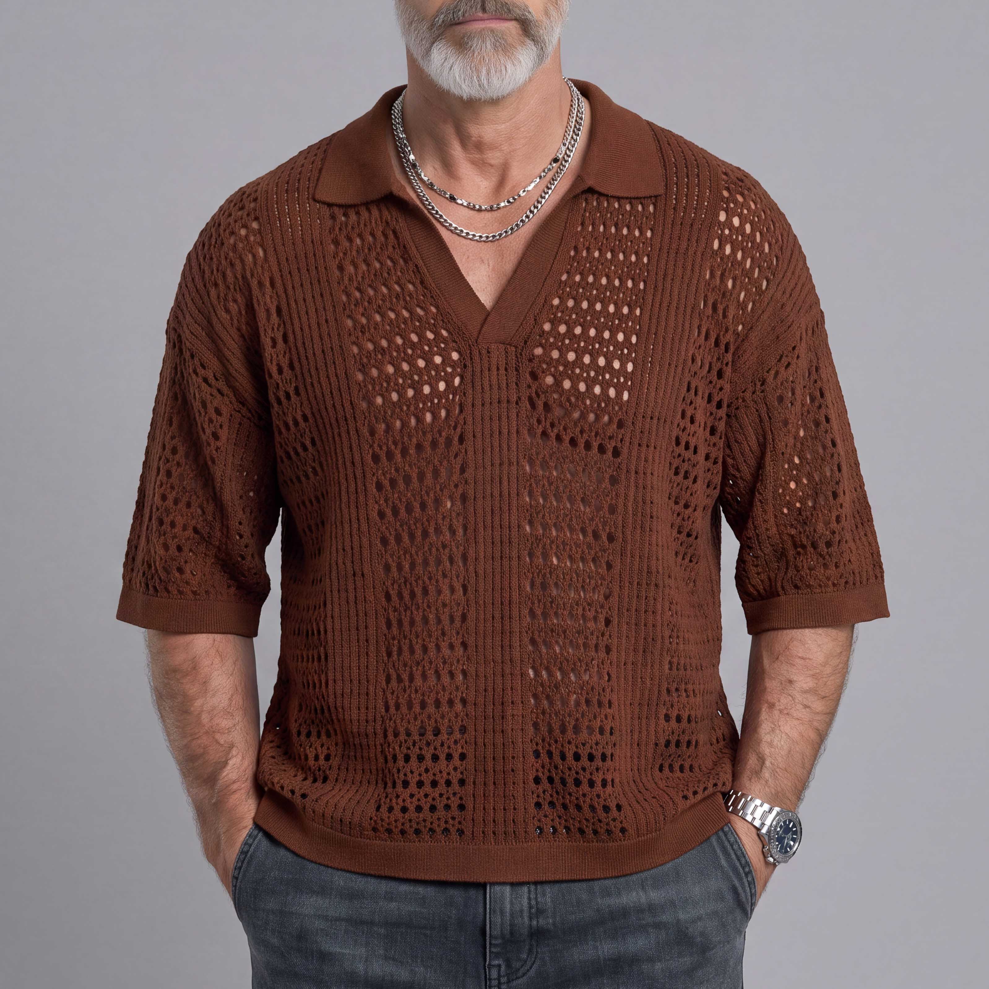 Camisa polo Openpara trabajo Mesh-tejido de manga corta