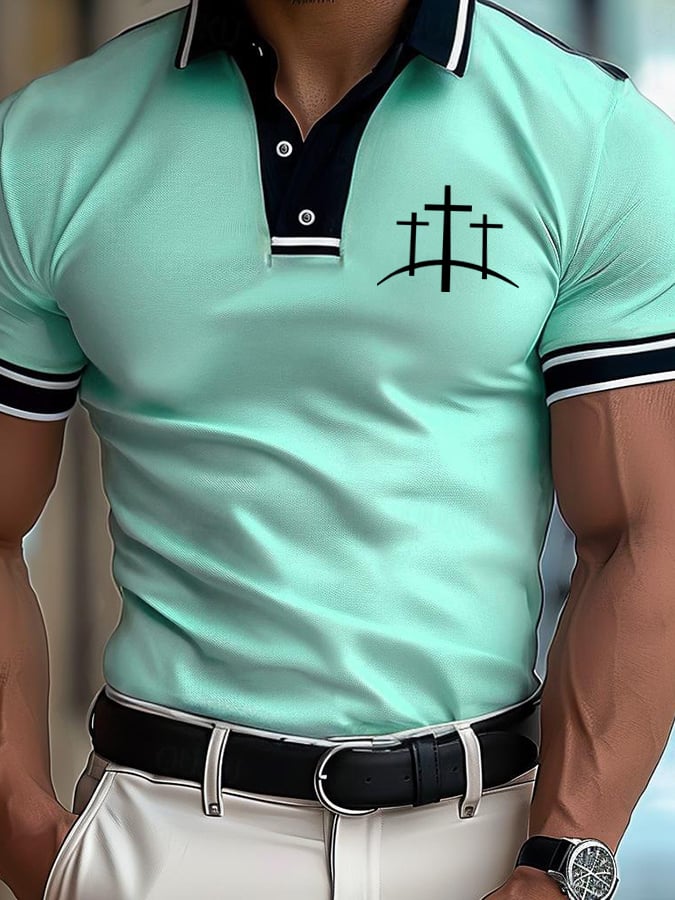 Camisa polo retro Faith Design estampado Comfortable And transpirable casual para hombre