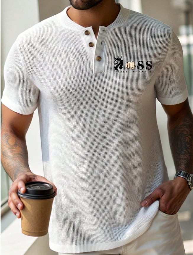 Casual retro ejecutivo Waffle Polo para hombre