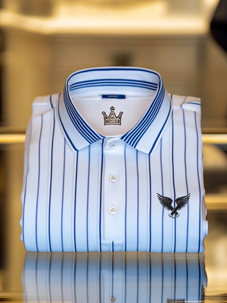 Camisa polo clásico ejecutivo Check Logo Button de manga corta para hombre