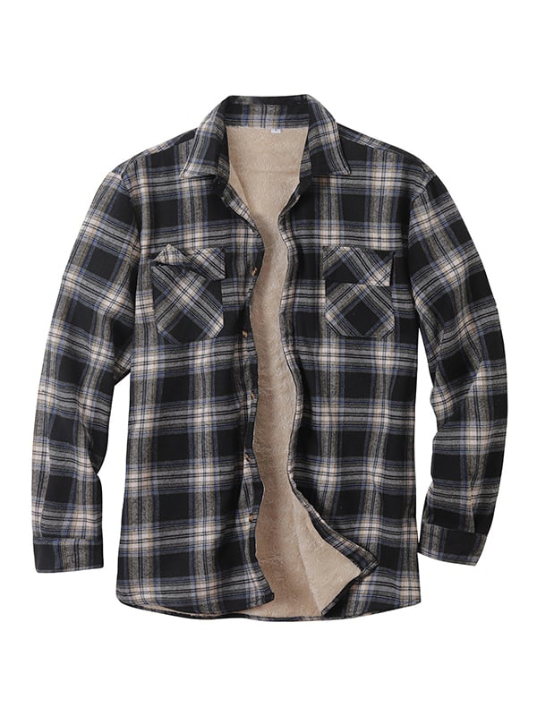 Camisa retro de moda a rayas estampado polar para hombre