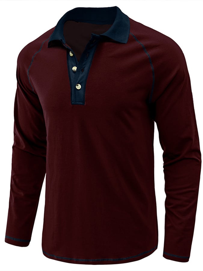 Camisa polo Athletic casual Raglan Sleeve Half Button