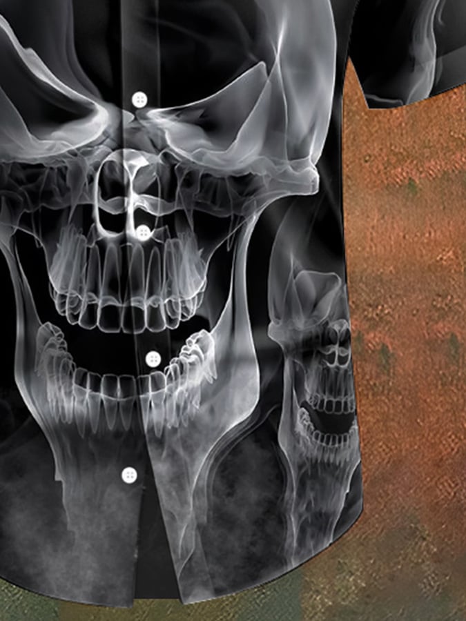 Camisa Skull estampado casual para hombre
