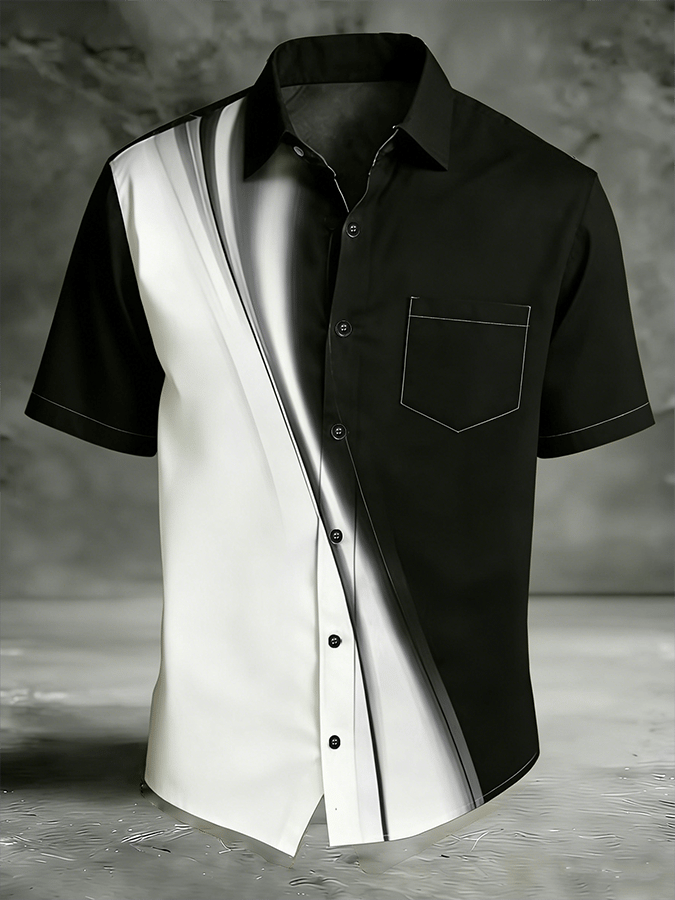 Vintage Abstract Art estampado de manga corta Pockecamiseta para hombre