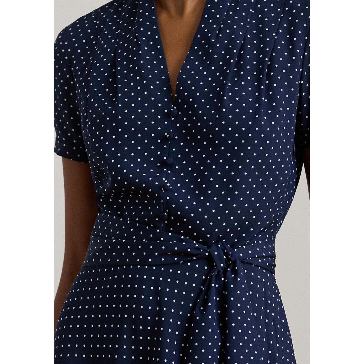 Polka-Dot Belted Crepe Dress - 3