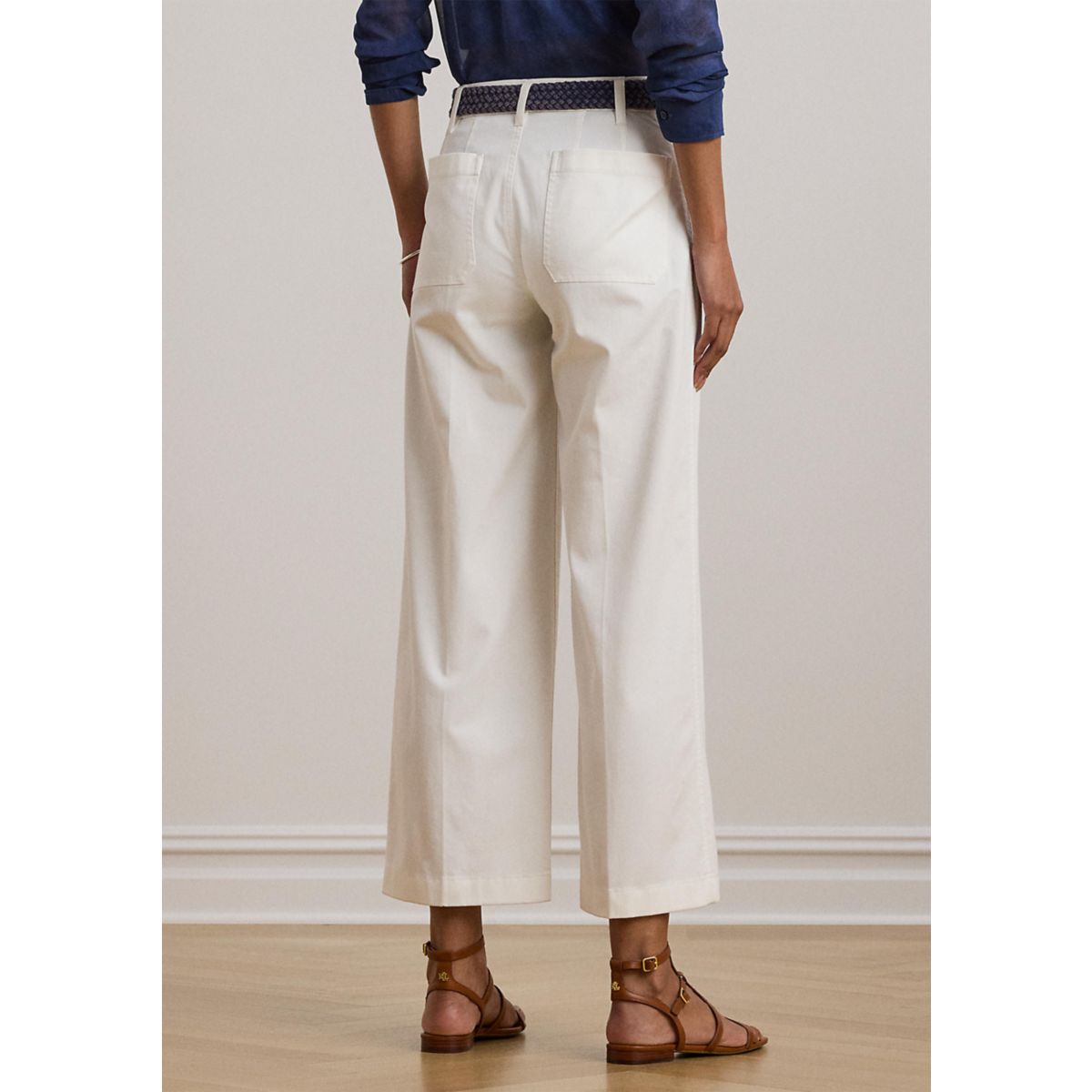 Stretch Chino Wide Leg Cropped Pants - 2