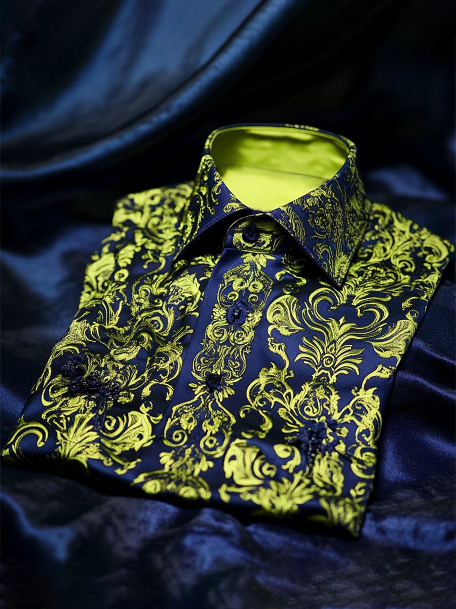 Camisa satén Luxe de manga larga con botones para hombre