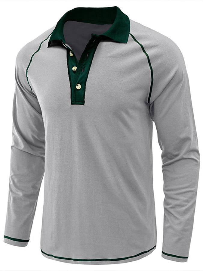 Camisa polo Athletic casual Raglan Sleeve Half Button