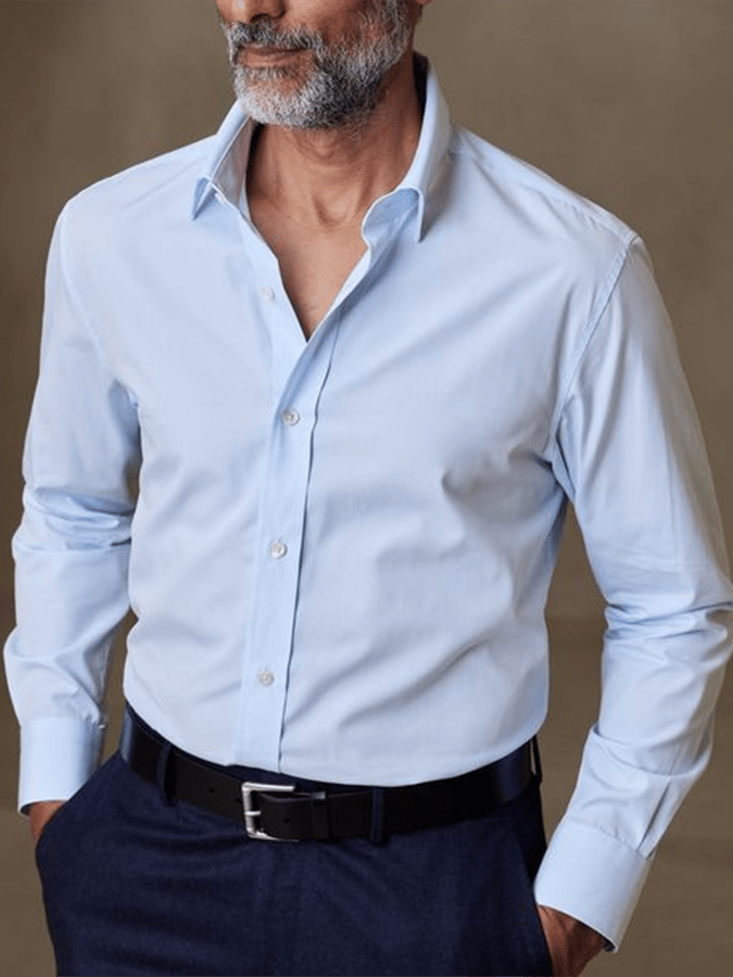 Camisa de color sólido Design ejecutivo casual para hombre