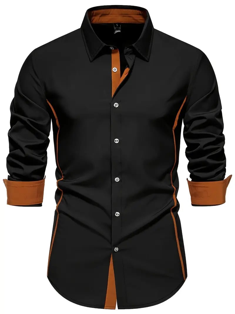 Camisa Street Style ejecutivo casual estampado de manga larga para hombre