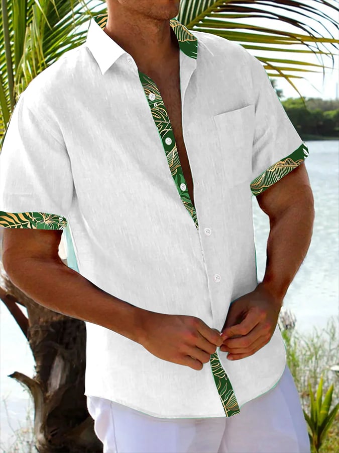 Camisa Tropical floral estampado Resort casual (With Pockets) para hombre