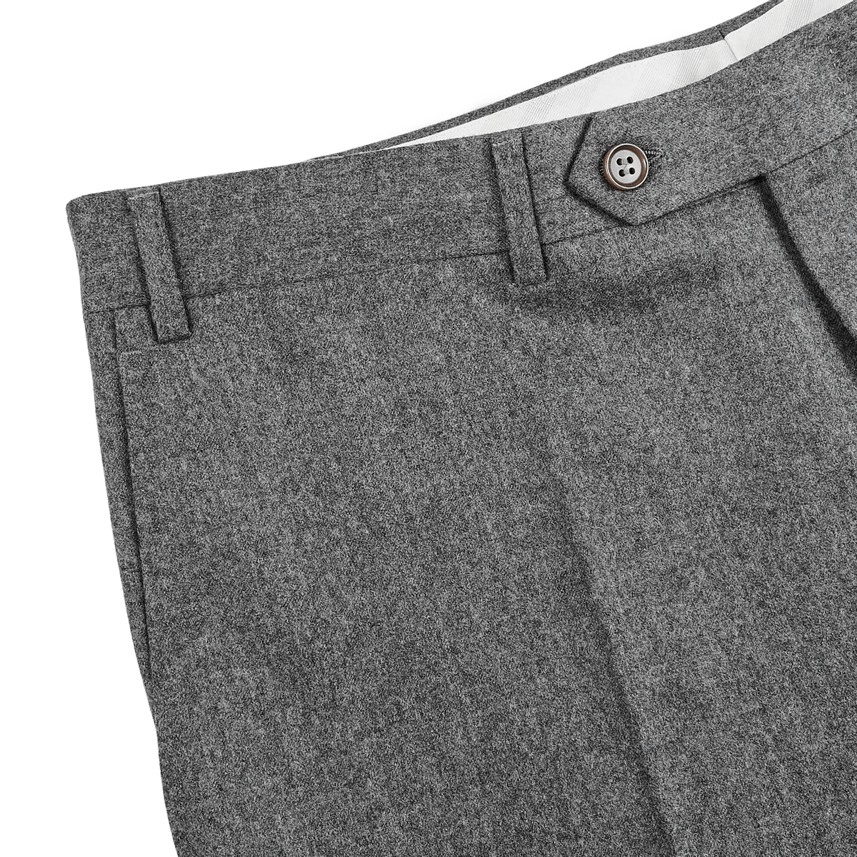 Mid Grey lana Flannel Flat Front Trousers