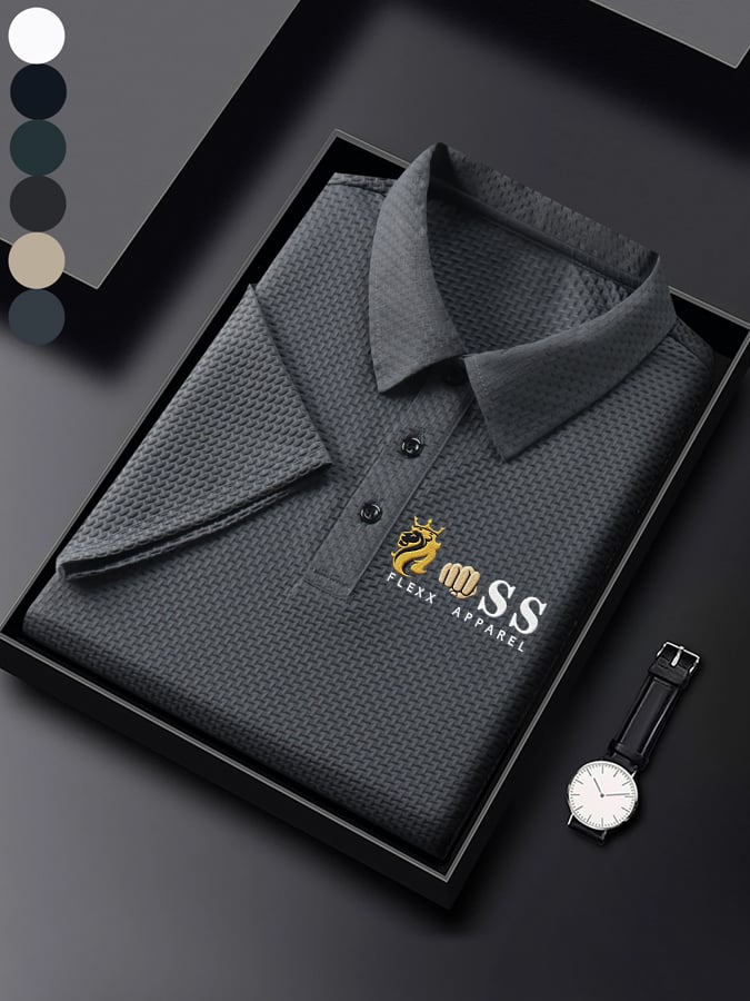 para hombre Waffle Fabric casual de manga corta camisa polo