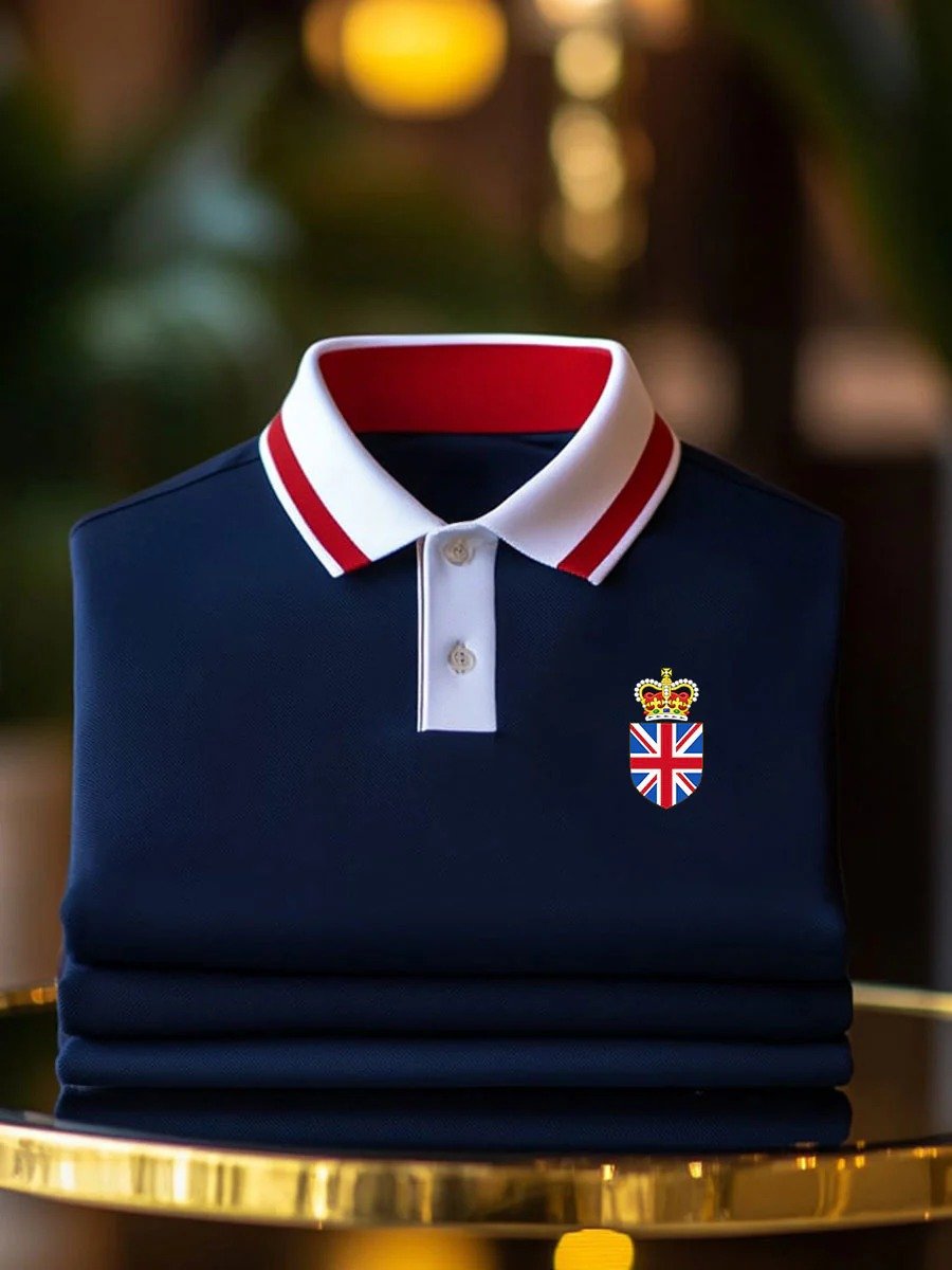 Camisa polo ejecutivo Union Jack casual Button de manga corta para hombre