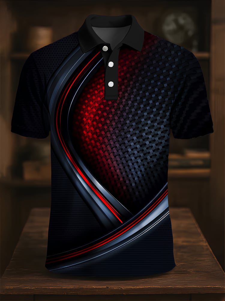 Camisa polo ejecutivo casual Artistic Button de manga corta para hombre