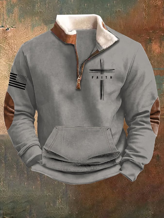 Sudadera faith faith vintage con cierre cuello de manga larga para hombre