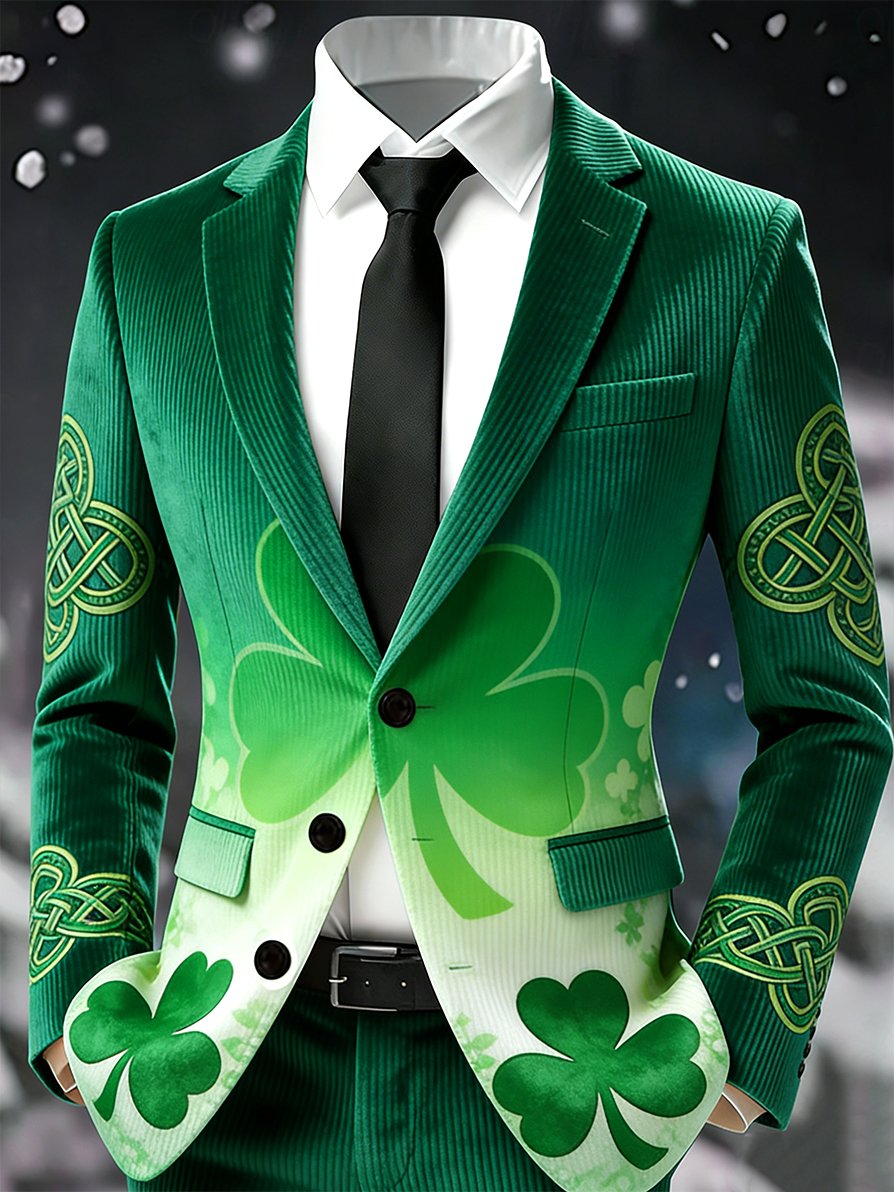 Chaqueta vintage Lucky St. Patrick's Day Party pana Suit para hombre