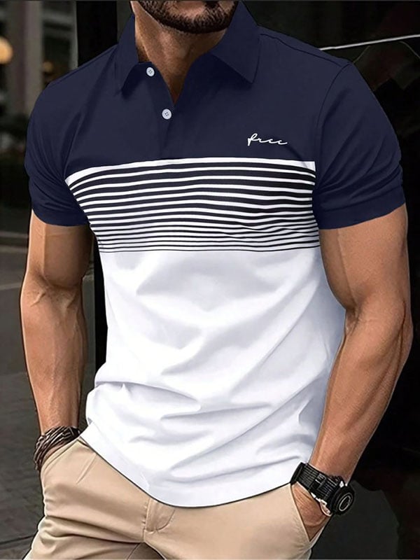 Camisa polo ejecutivo Logo con botones de manga corta para hombre