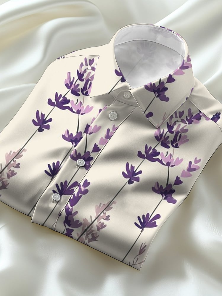 Camisa ejecutivo casual floral solapa de manga corta para hombre