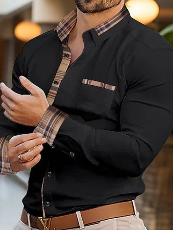 Camisa a cuadros ejecutivo de manga larga para hombre