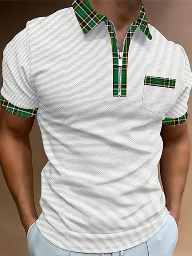 Camisa polo estampado Lapel Pullover casual para hombre